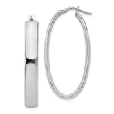 Sterling Silver Polished Oval Hinged Hoop Earrings