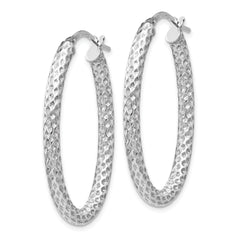 Sophia Jewelers Sterling Silver 925 Oval Hoop Earrings with Polished Texture