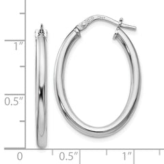Sterling Silver 925 Oval Hoop Earrings with Polished Finish