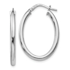 Sterling Silver Polished Oval Hinged Hoop Earrings