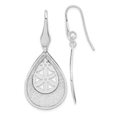 SS Polished Lasercut Flower Teardrop Dangle Earrings