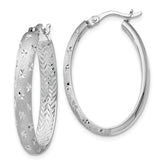 Sterling Silver Rhodium In/Out D/C Oval Earrings
