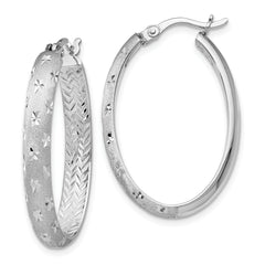 Sterling Silver Rhodium In/Out D/C Oval Earrings
