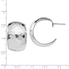Sophia Jewelers Sterling Silver Hammered C-Hoop Earrings Polished Rhodium Finish