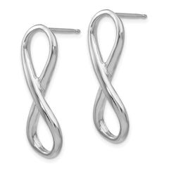 Sterling Silver Infinity Dangle Earrings with Polished Rhodium Finish