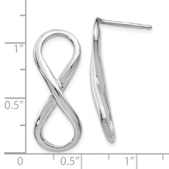 Sterling Silver Infinity Dangle Earrings with Polished Rhodium Finish