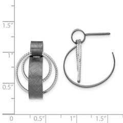 Sterling Silver 925 Ruthenium-Plated Textured Dangle Earrings for Women