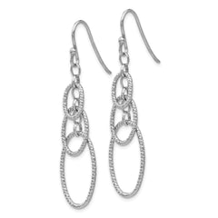 Sterling Silver Textured Dangle Shepherd Hook Earrings