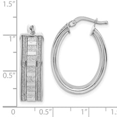 Sophia Jewelers 925 Sterling Silver Glitter Oval Hoop Earrings for Women