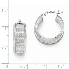Sterling Silver Rhodium-Plated Hoop Earrings with Glimmering Polished Finish