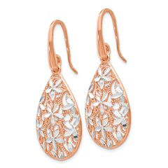 Sterling Silver Rose Gold-Toned Diamond-Cut Dangle Earrings for Women