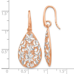 Sterling Silver Rose Gold-Toned Diamond-Cut Dangle Earrings for Women