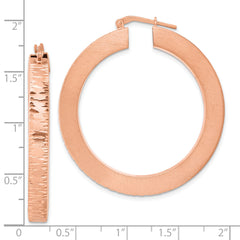 Sterling Silver Rose Gold-Plated Brushed Hoop Earrings with Diamond-Cut Texture
