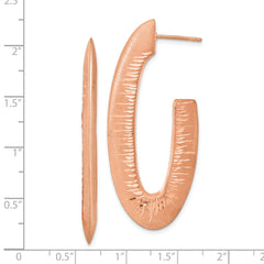 Sophia Jewelers Rose Gold-Plated Sterling Silver J-Hoop Earrings with Diamond-Cut Design