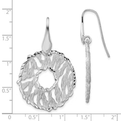 Sterling Silver 925 Brushed Dangle Earrings with Diamond-Cut Texture