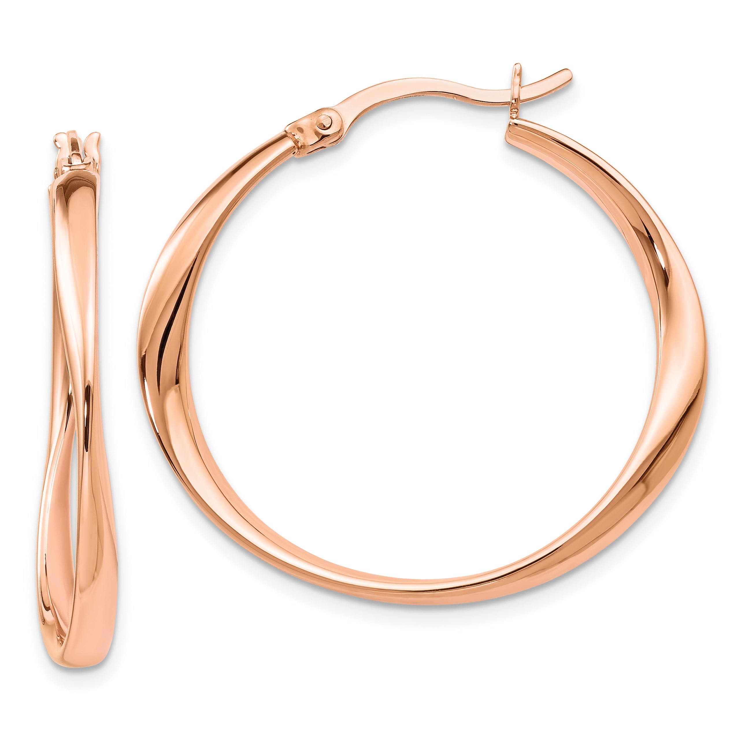 Sterling Silver Rose Gold-plated Polished Hoop Earrings
