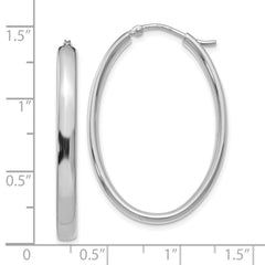Sophia Jewelers Sterling Silver Oval Hoop Earrings with Rhodium Polish