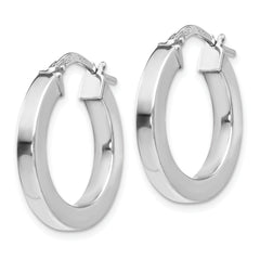Sophia Jewelers Sterling Silver Polished Hoop Earrings with Rhodium Plating