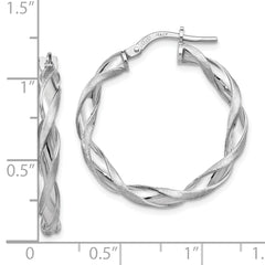Sterling Silver 925 Twisted Hoop Earrings with Polished & Satin Finish