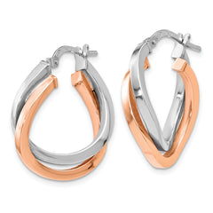 Sterling Silver Rose-Tone Polished Hoop Earrings for Women