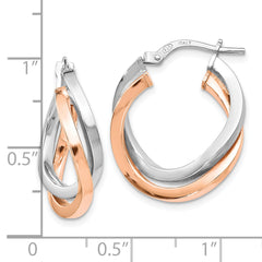 Sterling Silver Rose-Tone Polished Hoop Earrings for Women