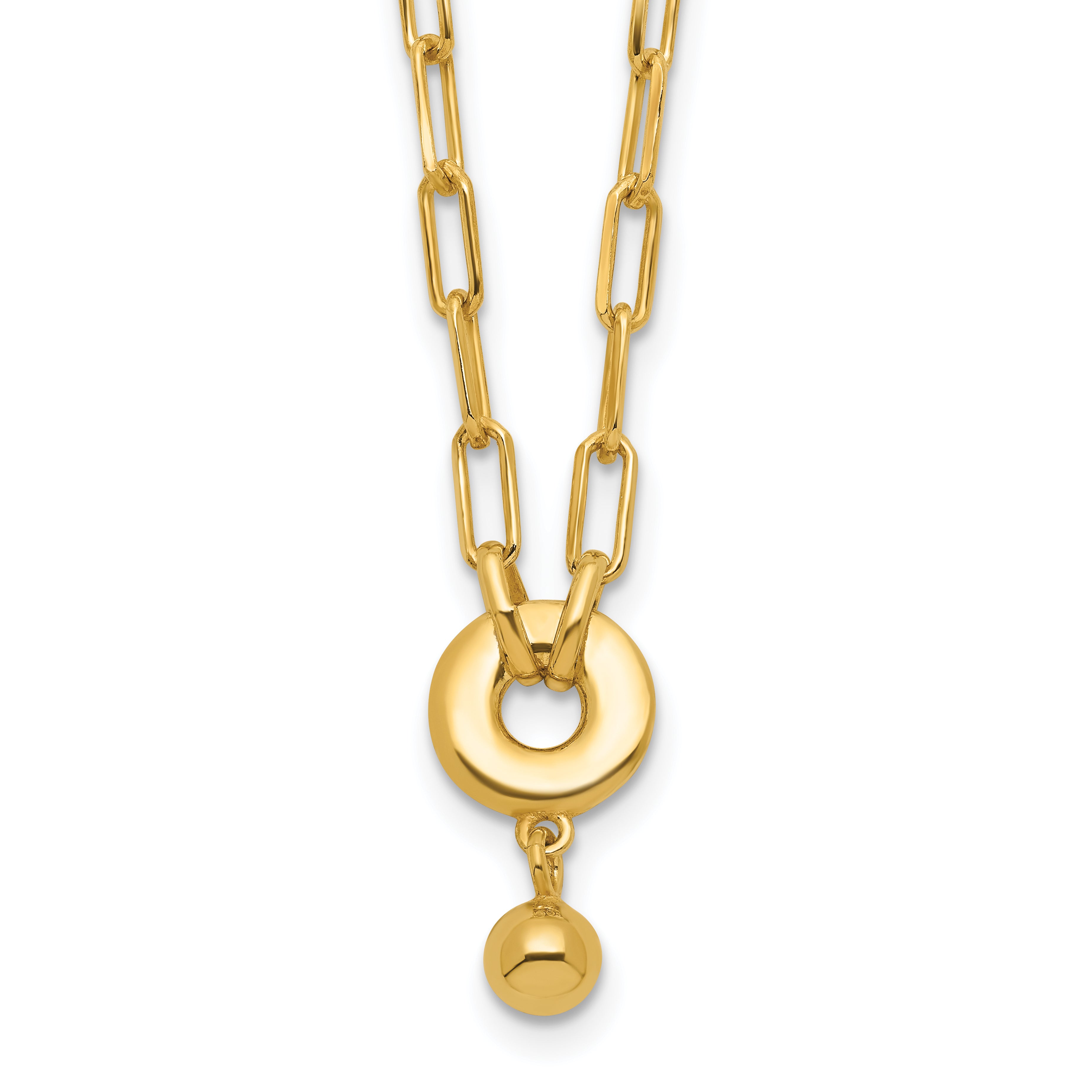 Sterling Silver Gold-plated with 2in ext. Circle Necklace