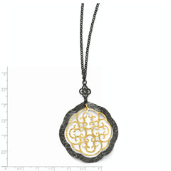 Sterling Silver 14K Two-Tone Necklace with Elegant Themed Pendant