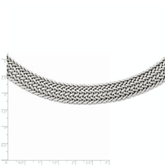 Sterling Silver 925 Polished Mesh Braided Necklace Elegant Fancy Design