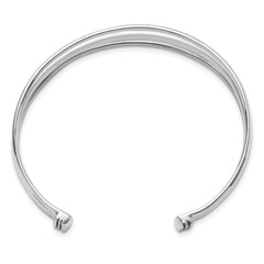 Sterling Silver 925 Polished Cuff Bangle with Elegant Solid Design