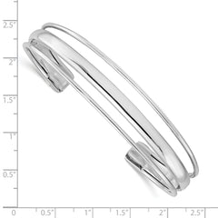 Sterling Silver 925 Polished Cuff Bangle with Elegant Solid Design