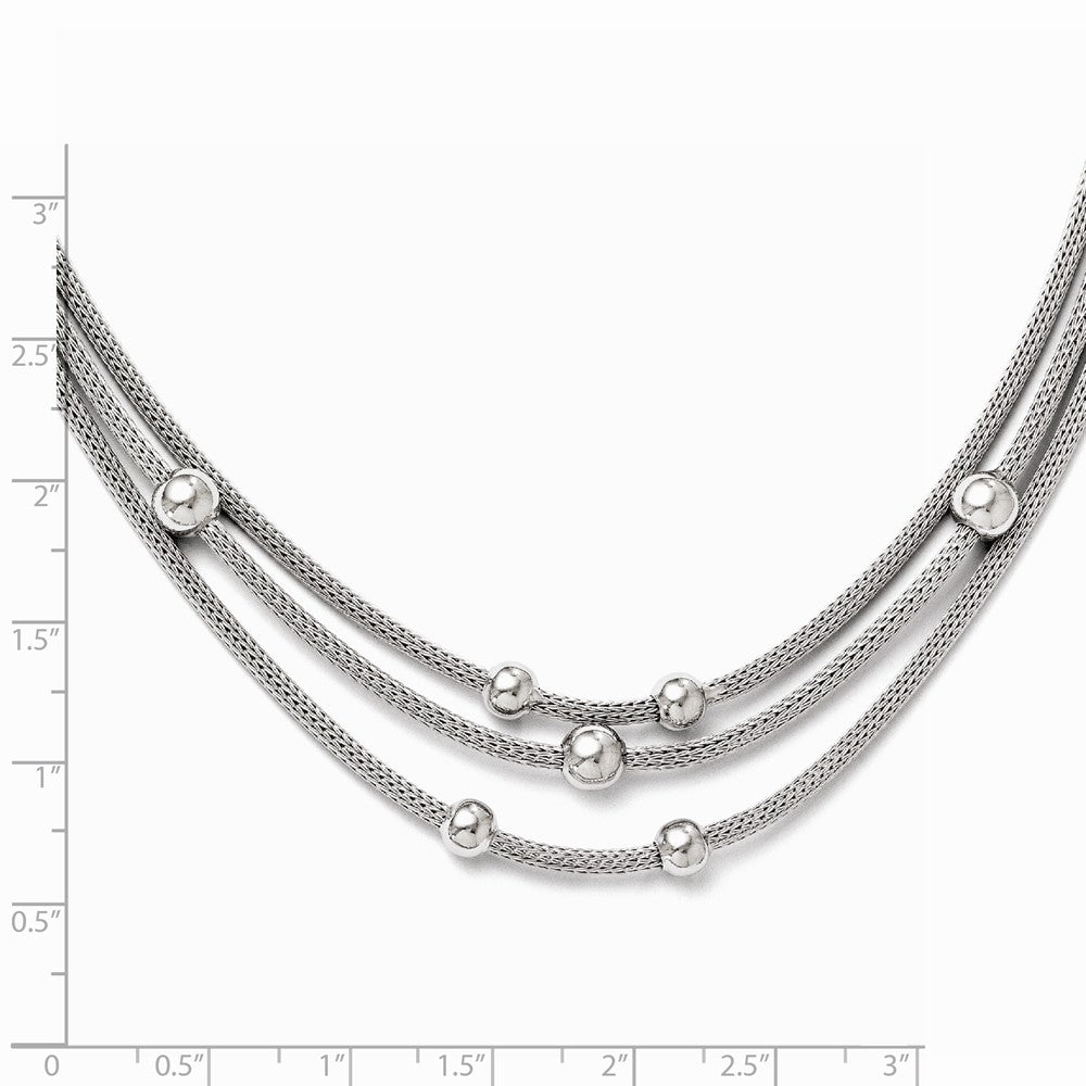 Leslie's Sterling Silver Polished Beaded Mesh Necklace
