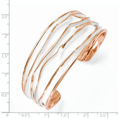 Rose Gold-Plated 925 Sterling Silver Cuff Bangle with Polished Finish