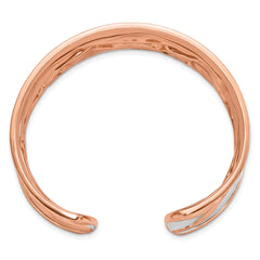 Rose Gold-Plated Sterling Silver Cuff Bangle with Textured Finish