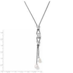 Sterling Silver 925 Pearl Necklace with CZ Elegance by Sophia Jewelers