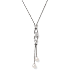 Sterling Silver CZ and FW Cultured Pearl Necklace