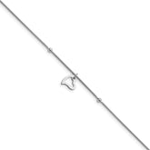 Sterling Silver Polished Heart w/1in ext. Anklet
