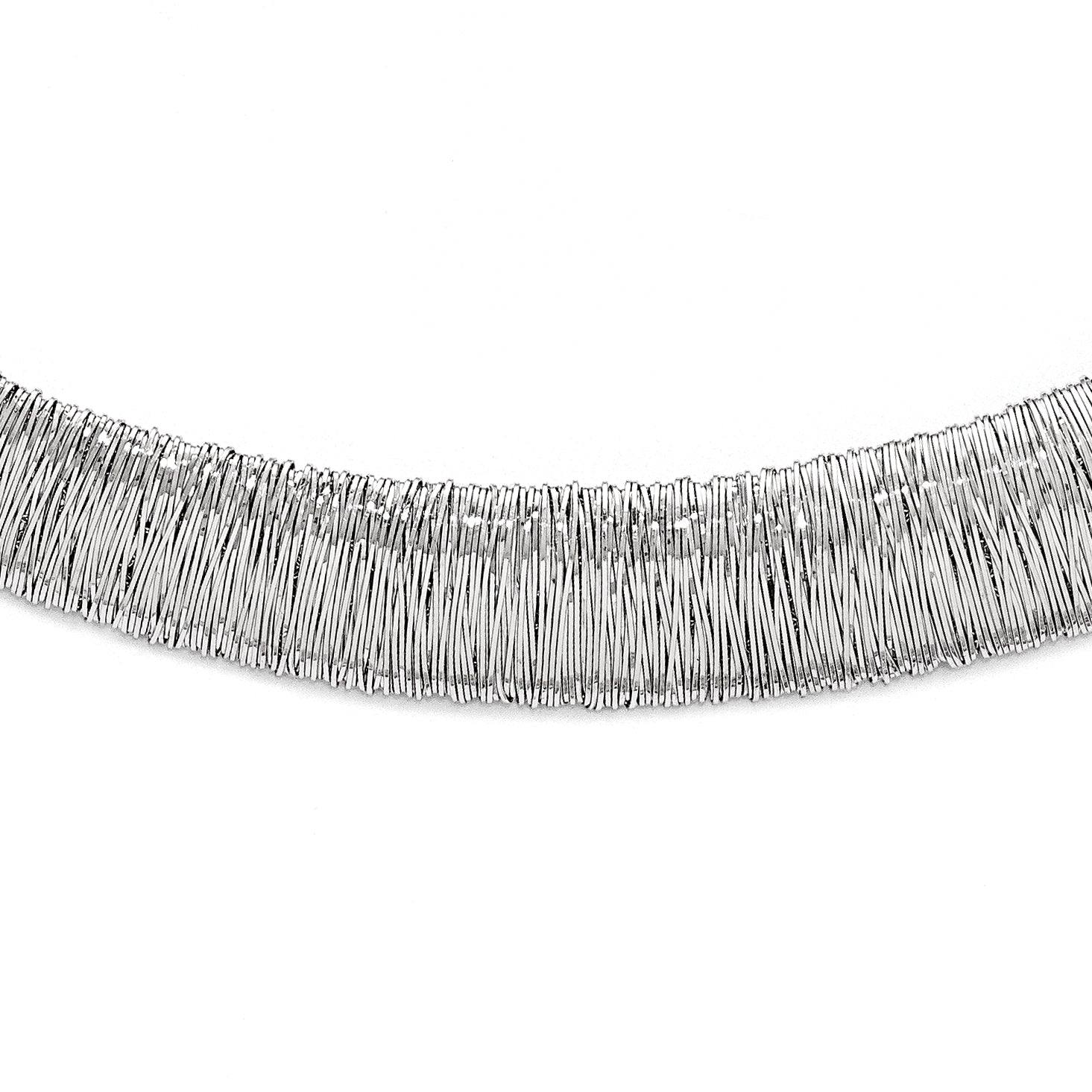 Sterling Silver Polished and Textured Graduated Neck Collar