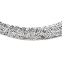Sterling Silver Polished and Textured Graduated Neck Collar