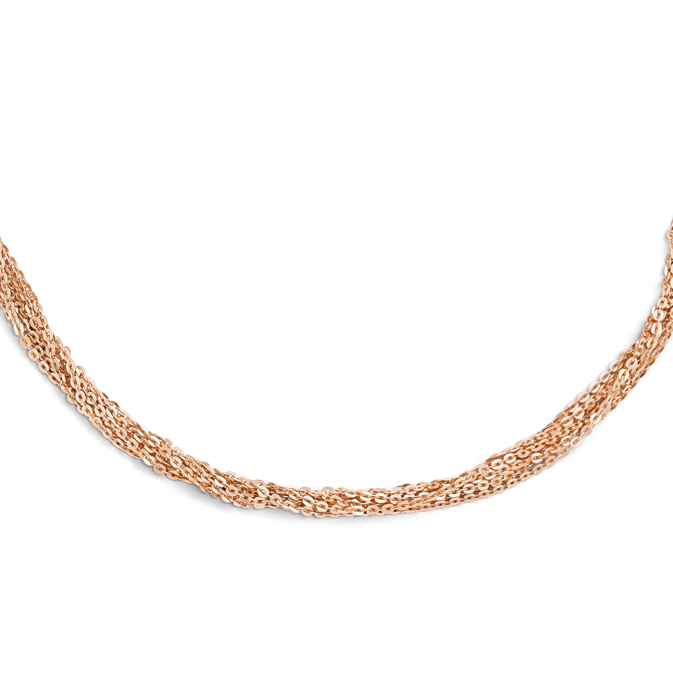 Sterling Silver Rose Gold-plated Multi Srand Necklace