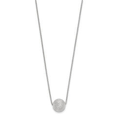 SS Radiant Essence Rh-plated Polish/Text w/2in ext. Necklace