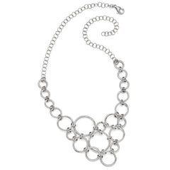 Sterling Silver 925 Fancy Link Necklace with Polished Diamond-Cut Finish