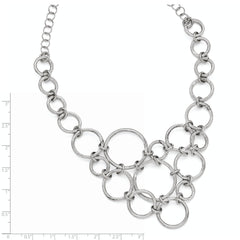 Sterling Silver 925 Fancy Link Necklace with Polished Diamond-Cut Finish