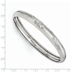 Radiant 925 Sterling Silver Diamond-Cut Rhodium Bangle Bracelet