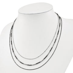 Sterling Silver Ruthenium-Plated Multistrand Necklace with Diamond-Cut Elegance