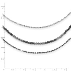 Sterling Silver Ruthenium-Plated Multistrand Necklace with Diamond-Cut Elegance