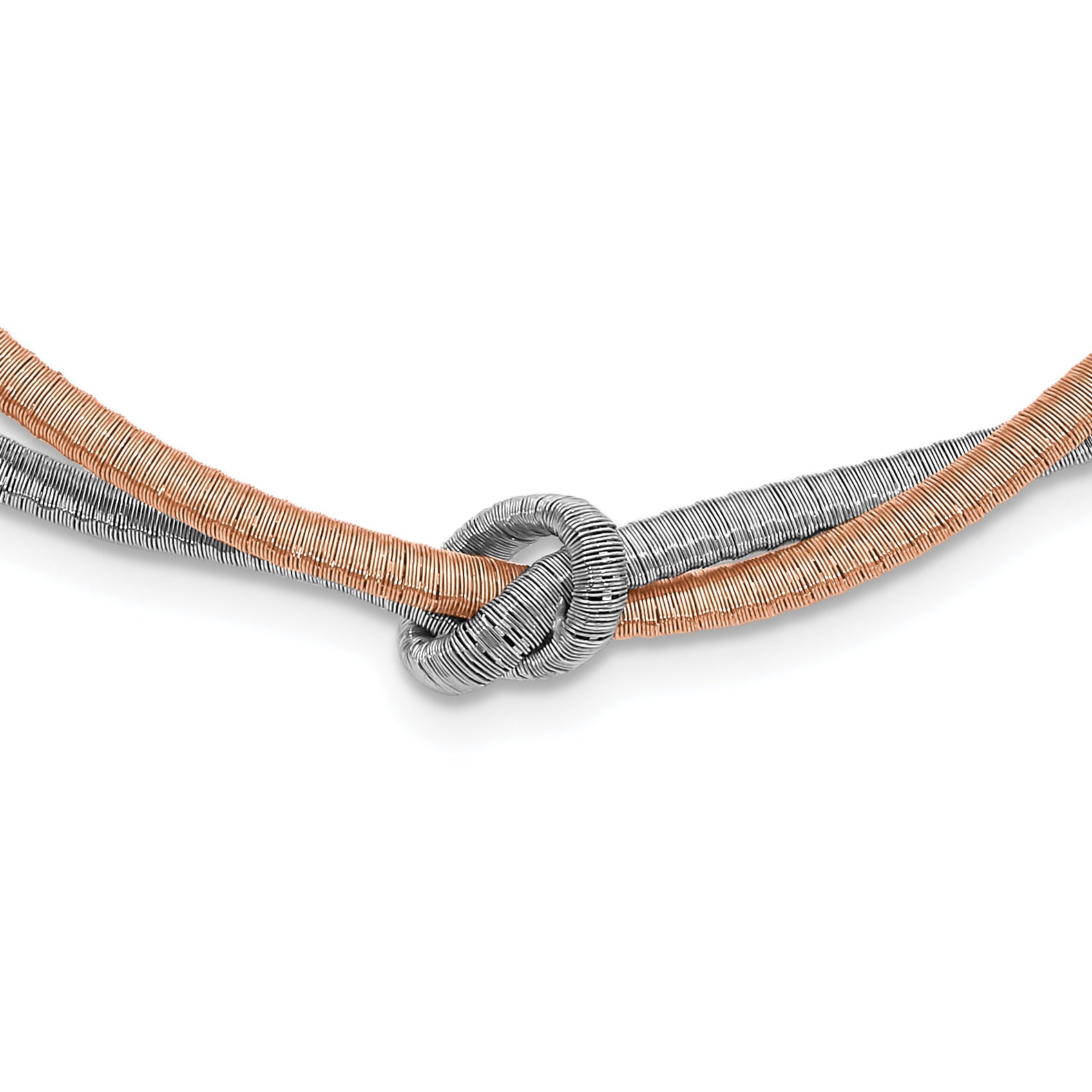 Sterling Silver & Rose Gold-plated Multistrand Knot w/ 2in Ext Necklace