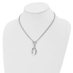 Sterling Silver 925 Polished Fancy Necklace with Rhodium 2-Strand Design