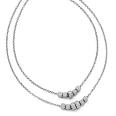 Sophia Jewelers 925 Sterling Silver Two Strand Beaded Necklace Diamond-Cut Elegance
