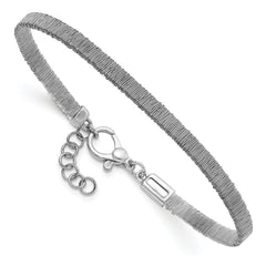 Sterling Silver Polished Wire Wrapped w/1in ext Bracelet