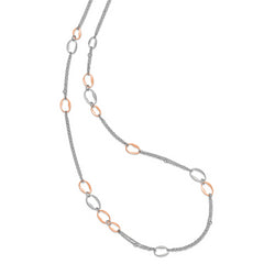 Sophia Jewelers 925 Sterling Silver Two-Tone Necklace with Rose Gold Accent